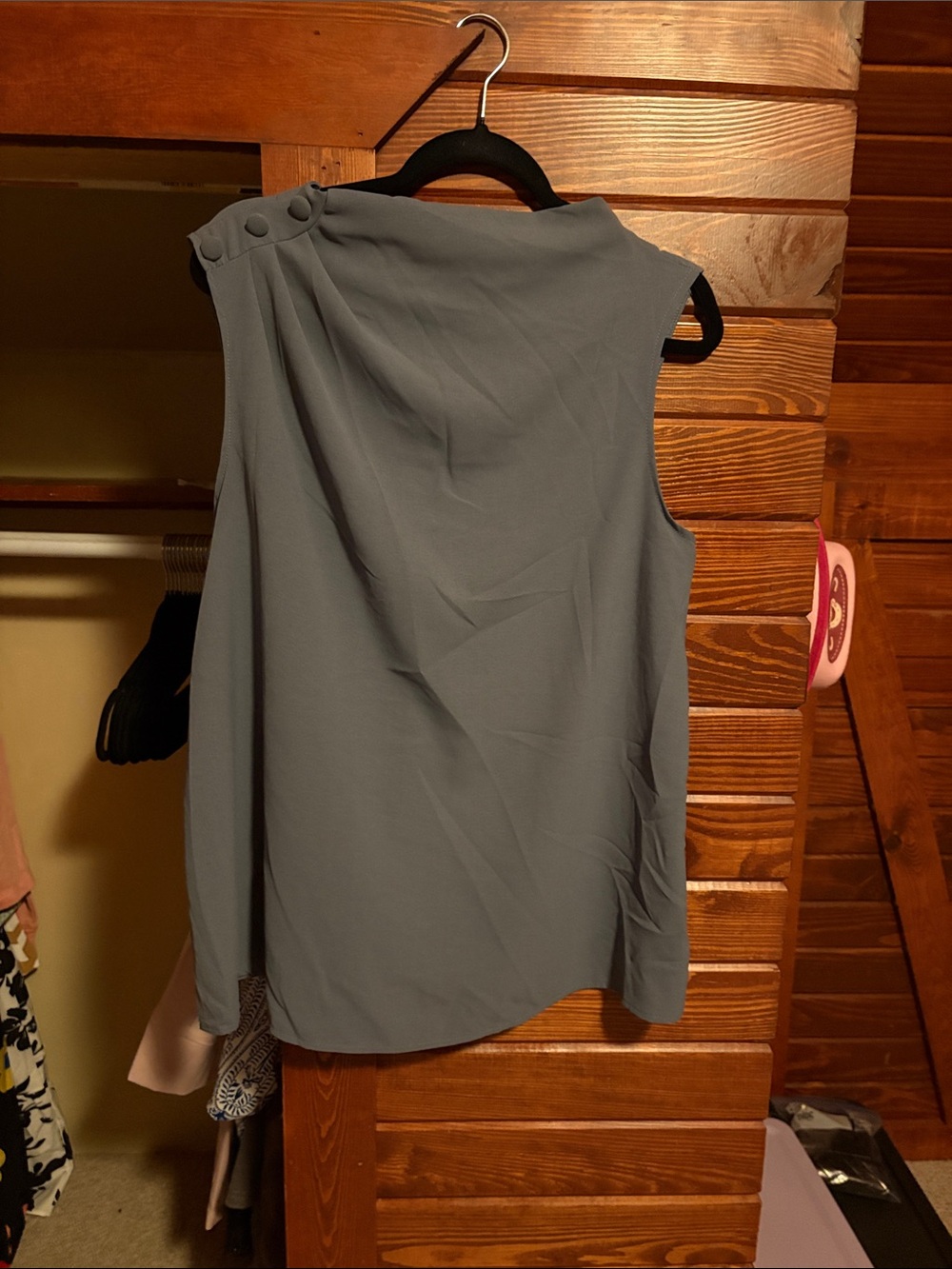 SHEIN Dusty Blue Sleeveless Button-Shoulder Camisole